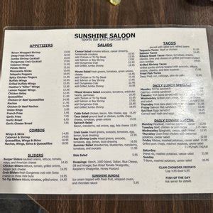 sunshine saloon pleasanton|pleasanton sunshine saloon menu.